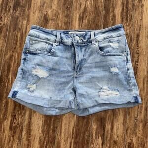 Garage Girlfriend Mid Rise Distressed Cuffed Denim Shorts Size 3